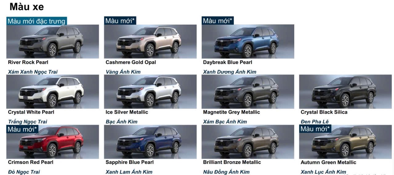 Màu xe Subaru Forester 2025